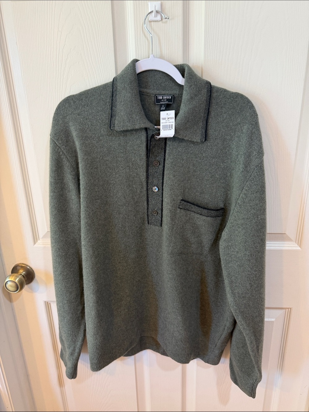 Todd Snyder Olive Polo Knit Sweater Sz L.  NWT